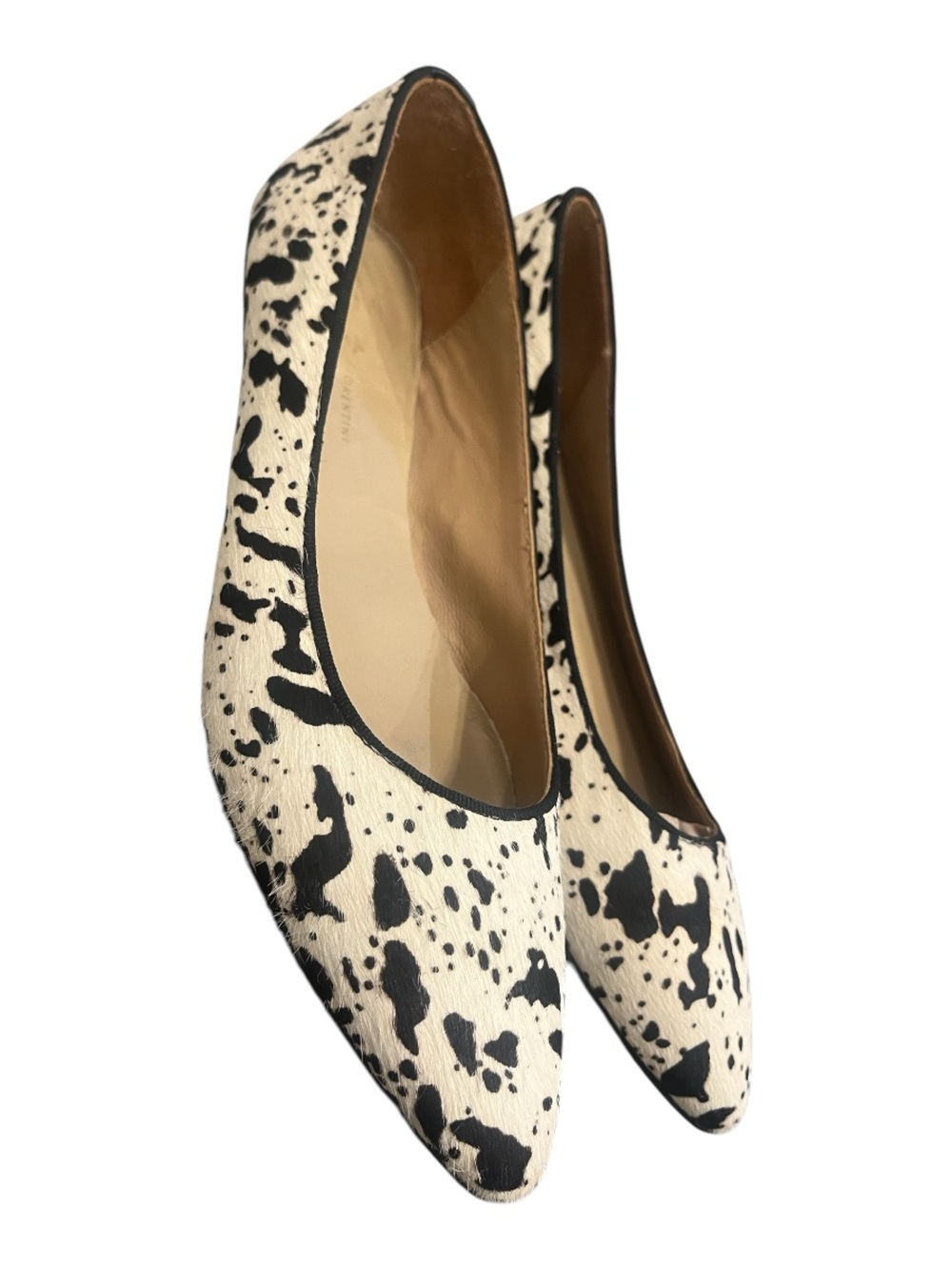 Mercanti Fioretini Women’s Black and Cream Print Fur Pointed Toe Cow